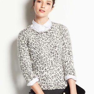ANN Taylor Snow Leopard Rabbit Hair Sweater